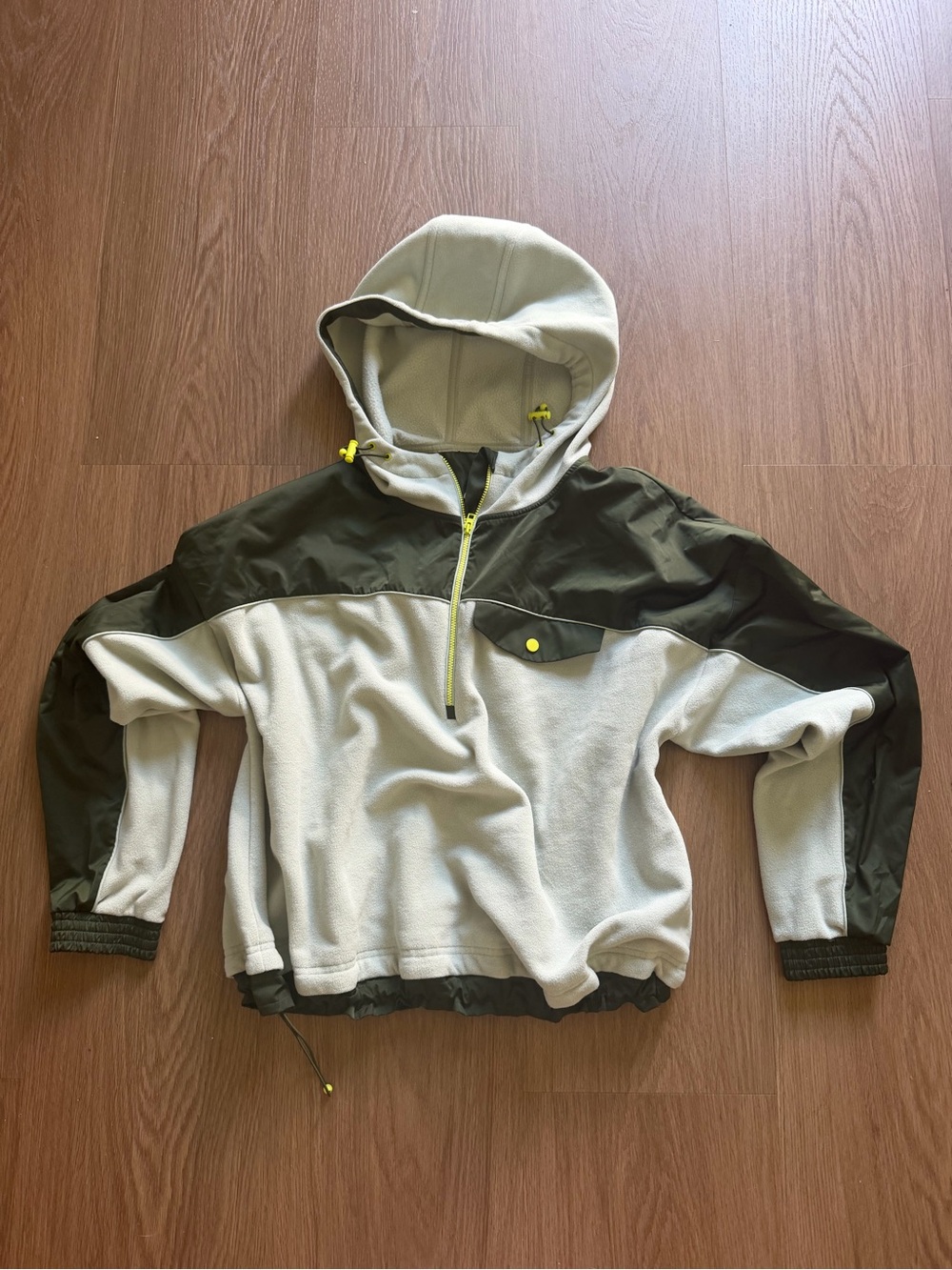 Athleta  Women’s Medium Colorblock Fleece Hooded Anorak Pullover Jacket